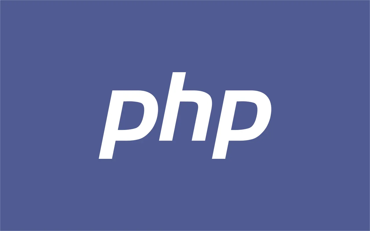 Logo PHP berwarna putih di atas latar biru keunguan
